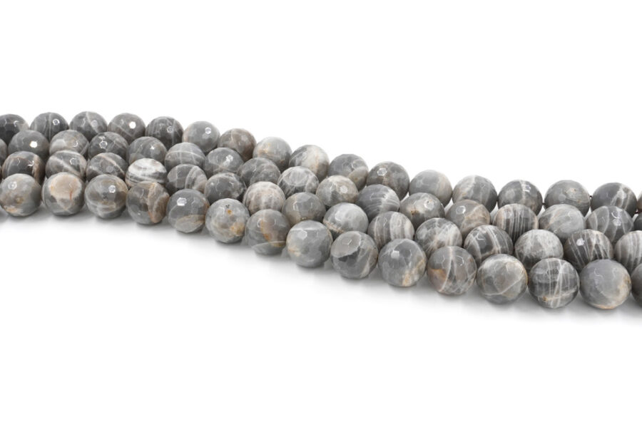 Moonstone Grigia fili round sfaccettati 20mm - immagine 2