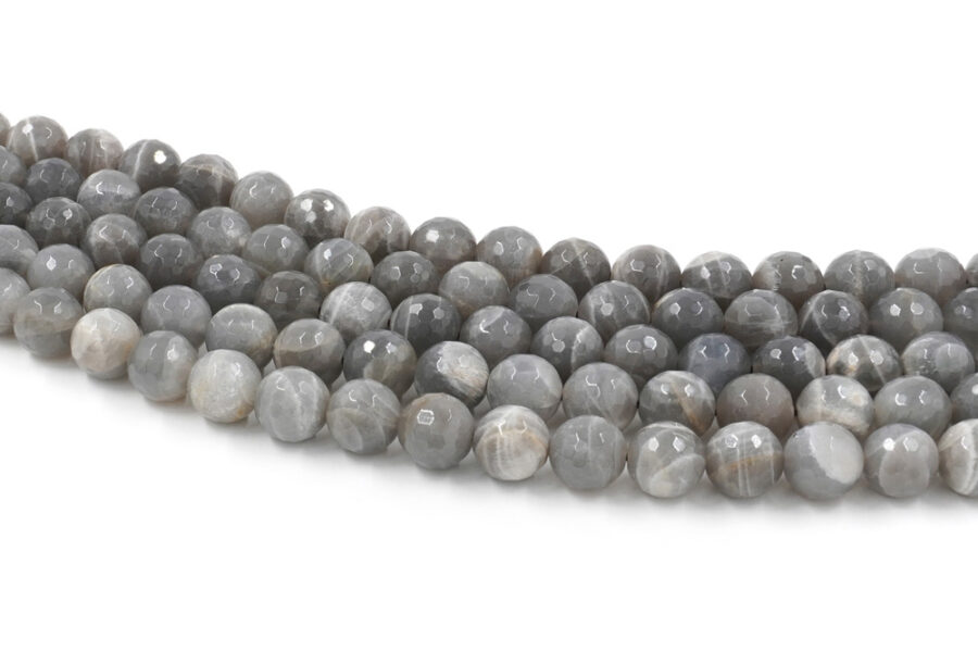 Moonstone Grigia fili round sfaccettati 10mm