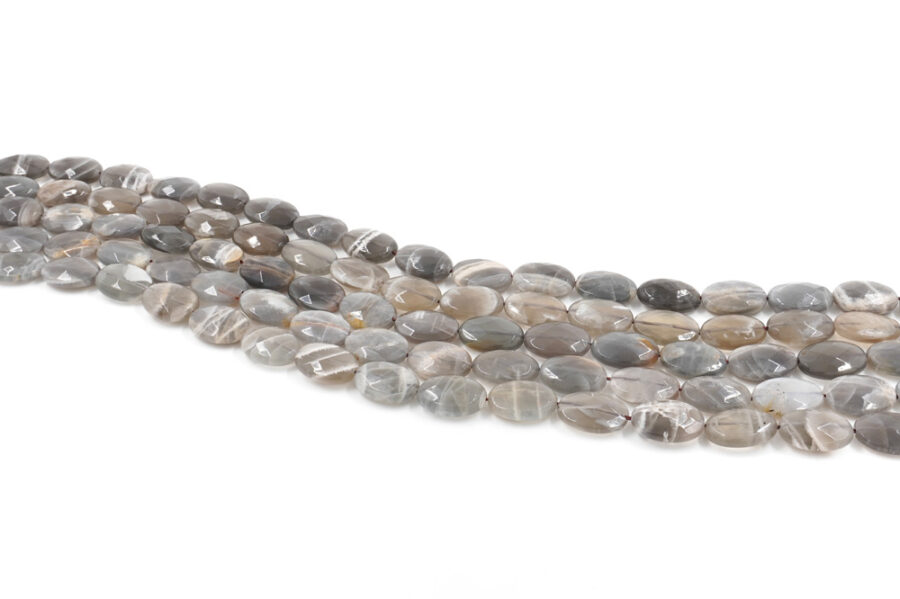 Moonstone Grigia fili flat oval sfaccettati 18x13mm - immagine 2
