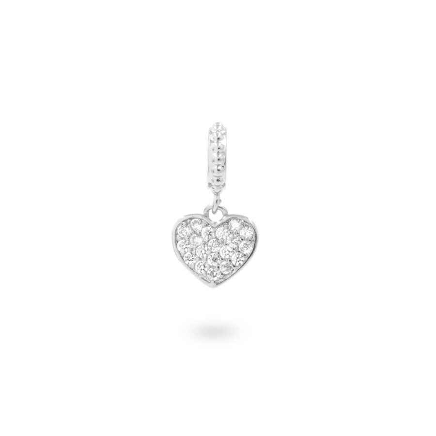 Charms in ottone con zirconi forma cuore 8mm – Rodiato