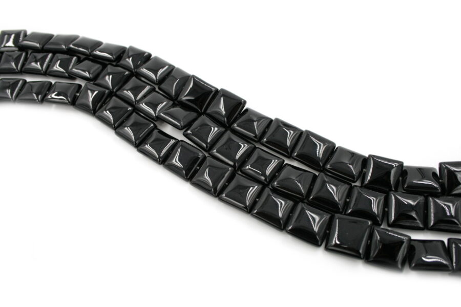 Agata nera fili quadrati flat 14mm