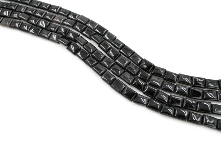 Agata nera fili rettangoli 18x13mm