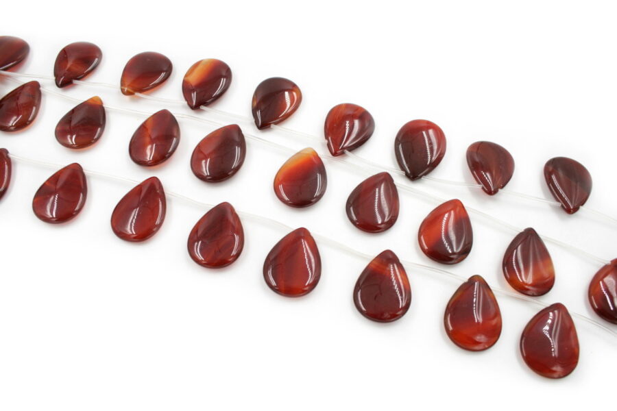 Agata rossa fili flat drop 30x22mm - Foro Bandiera