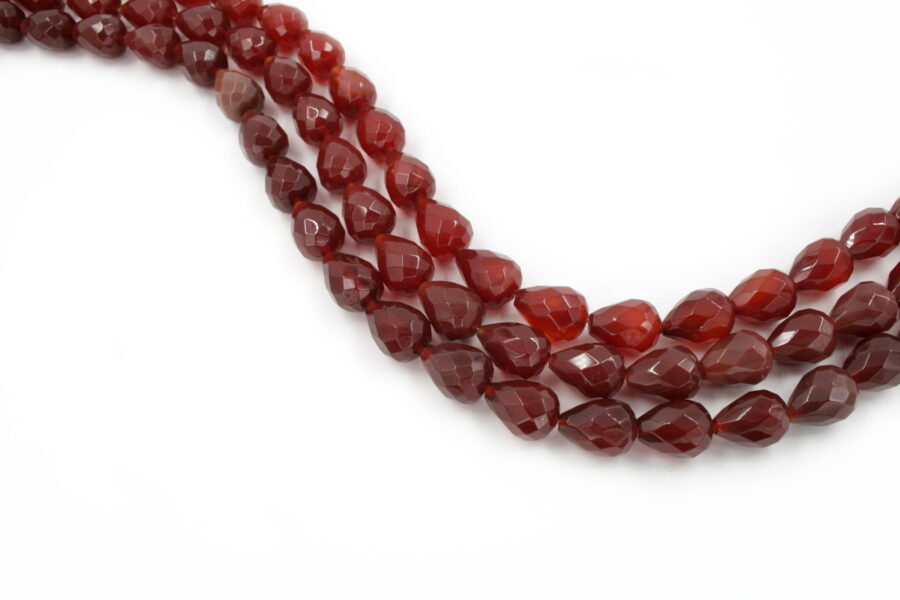 Agata rossa fili drop sfaccettati 20x15mm - Foro Passante