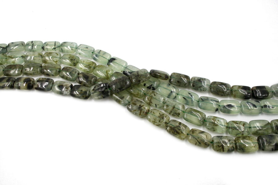 Quarzo verde tormalinato fili rettangoli 18x13mm