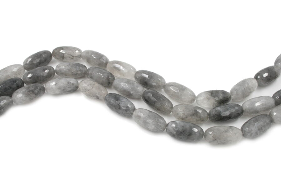 Cloudy quartz fili olive sfaccettate 30x16mm