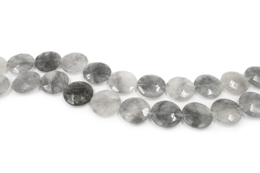 Cloudy quartz fili monete sfaccettate 30mm