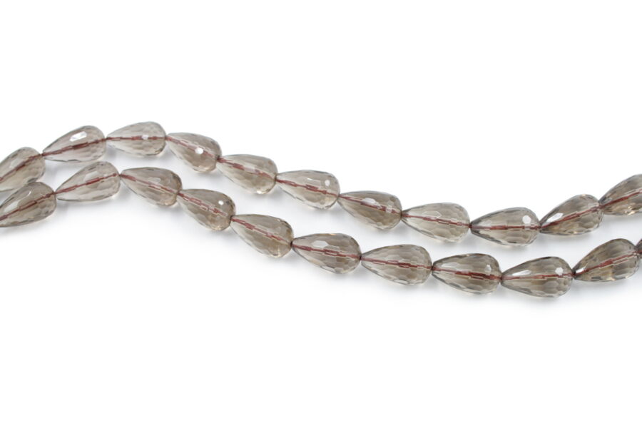 Quarzo fumè fili drop sfaccettati 20x12mm - Foro Passante
