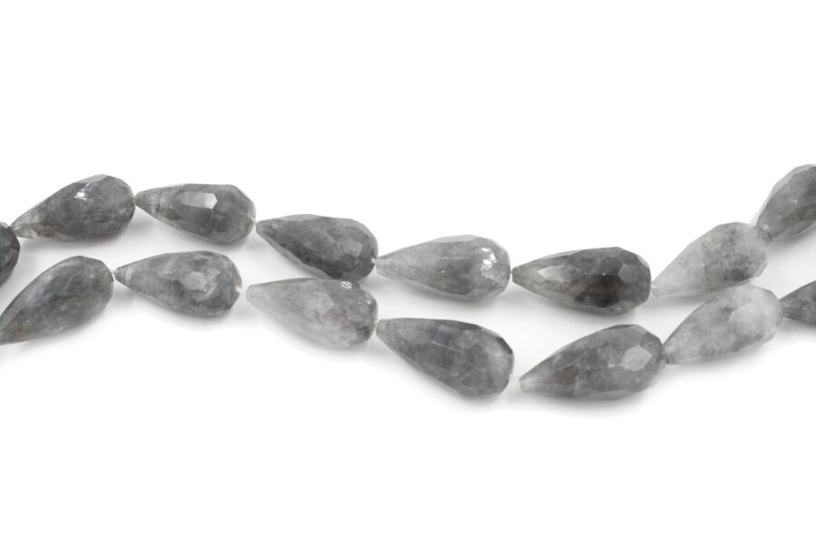 Cloudy quartz fili drop sfaccettati 40x20mm - Foro Passante