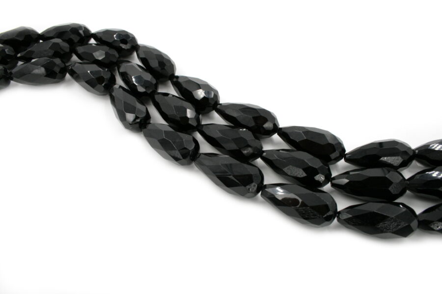 Agata nera fili drop sfaccettati 40x20mm - Foro Passante