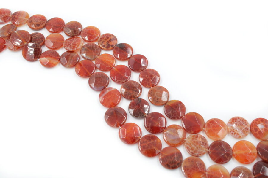 fire agate fili monete sfaccettate 15mm