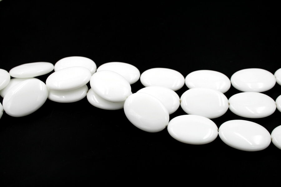 agata bianca fili flat oval 35x25mm
