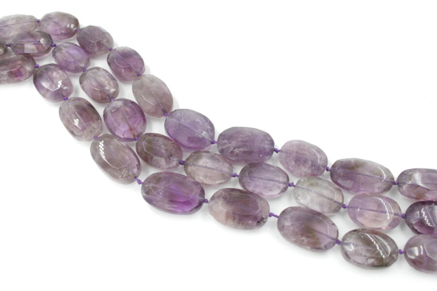 Ametista fili flat oval sfaccettati 25x18mm