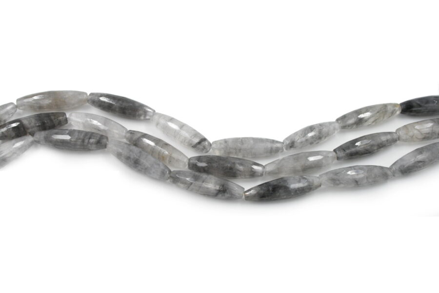 Cloudy quartz fili olive sfaccettate 35x10mm