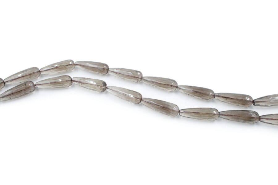 Quarzo fumè fili drop sfaccettati 30x10mm - Foro Passante