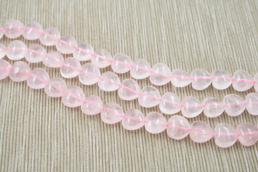 Quarzo rosa fili cuori 12mm
