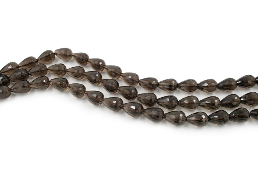 Quarzo fumè fili drop sfaccettati 18x13mm - Foro Passante