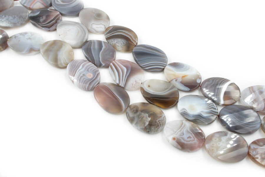 agata botswana fili flat oval sfaccettati 30x22mm