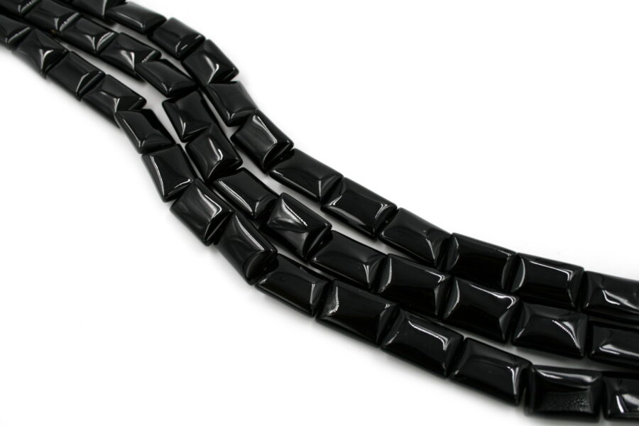 Agata nera fili rettangoli 18x13mm