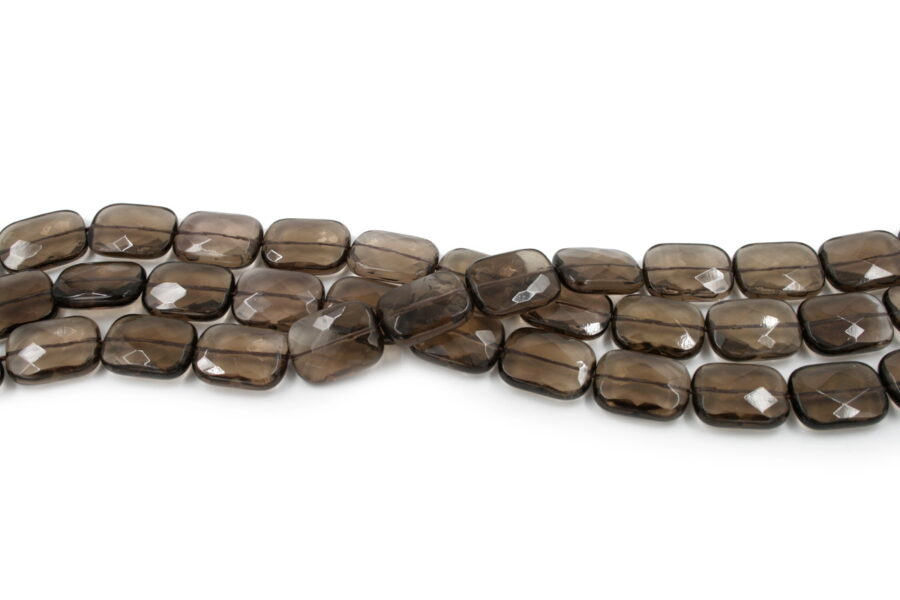 Quarzo fumè fili rettangoli sfaccettati 20x15mm