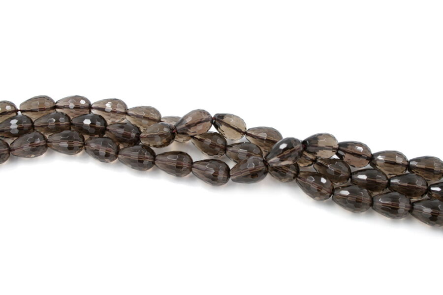 Quarzo fumè fili drop sfaccettati 14x10mm - Foro Passante