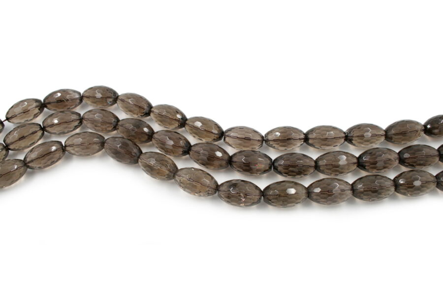 Quarzo fumè fili olive sfaccettate 25x15mm