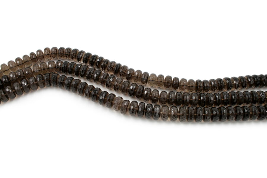 Quarzo fumè fili rondelle sfaccettate 15x8mm