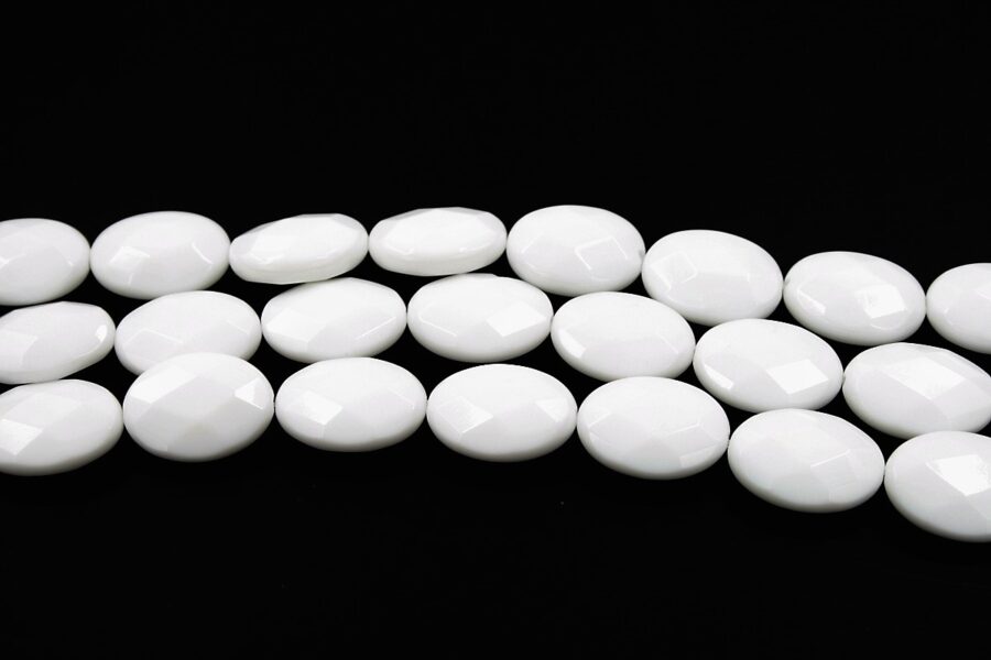agata bianca fili flat oval sfaccettati 40x30mm