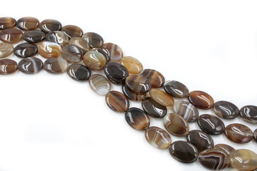 agata marrone striata fili flat oval 25x18mm