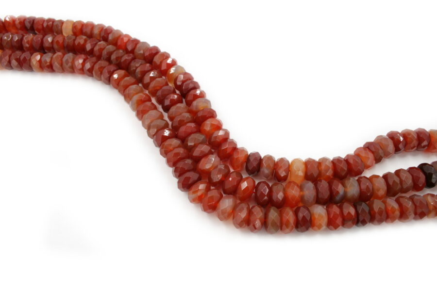 Agata rossa fili rondelle sfaccettate 15x8mm