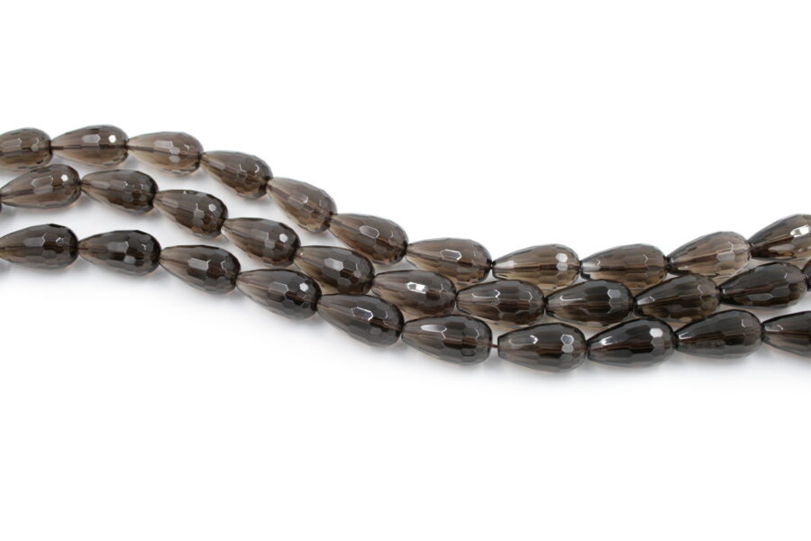 Quarzo fumè fili drop sfaccettati 22x12mm