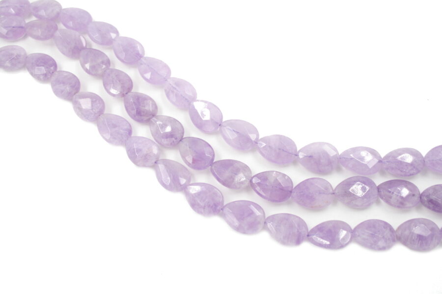 Ametista lavanda fili flat drop sfaccettati 18x13mm