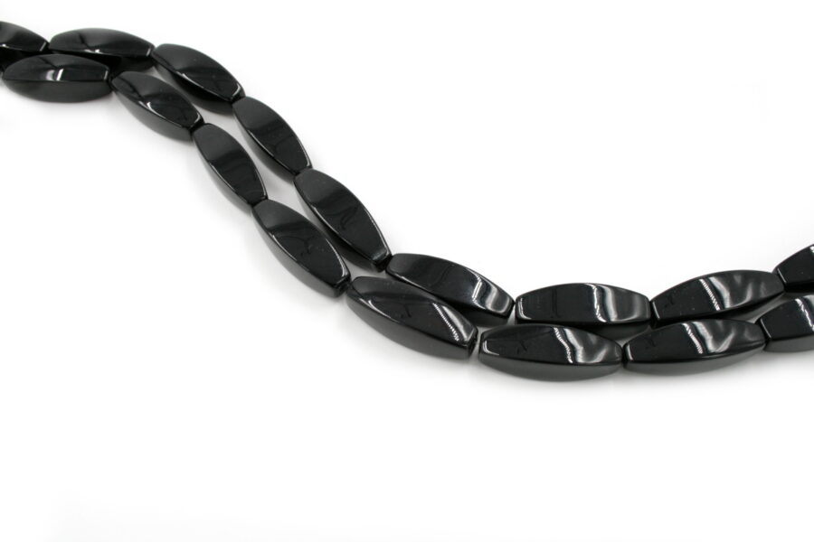 Agata nera fili olive quadrangolari 30x10mm
