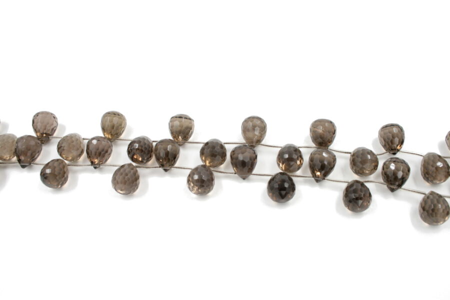 Quarzo fumè fili drop sfaccettati 20x15mm - Foro Laterale