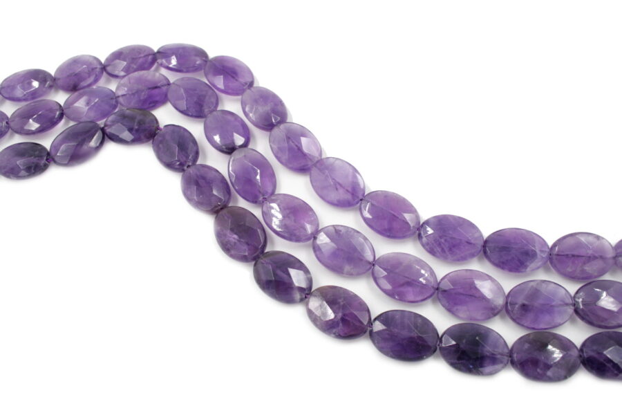 Ametista fili flat oval sfaccettati 20x15mm