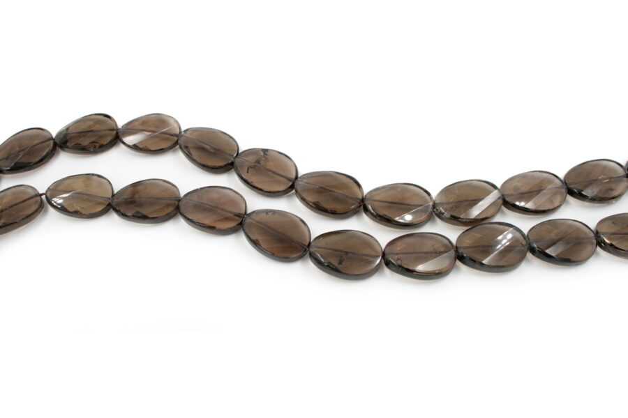 Quarzo fumè fili ovali sfaccettati twist 18x25mm