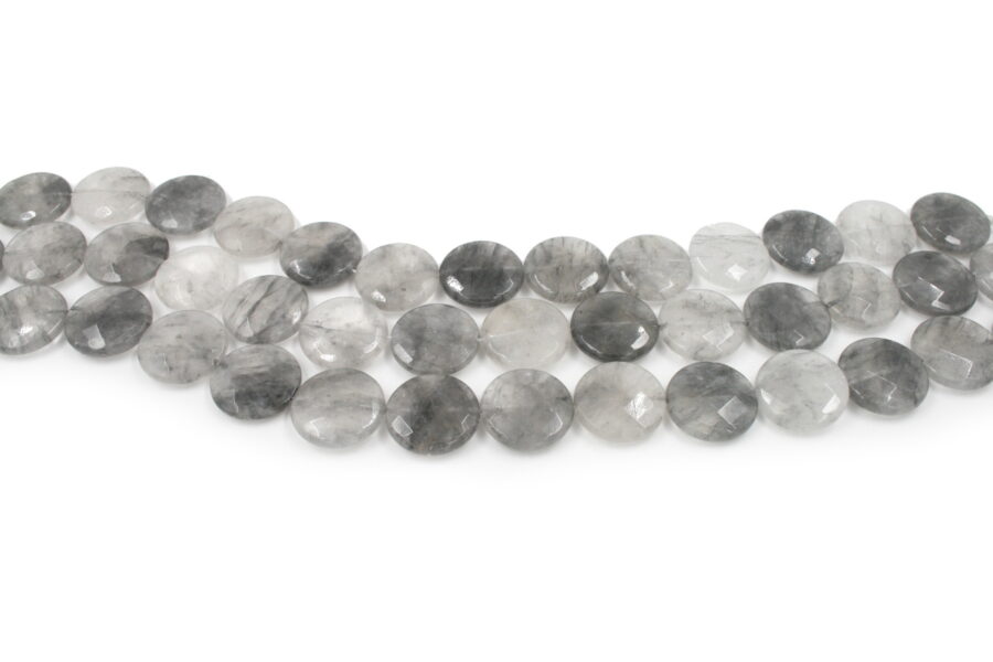 Cloudy quartz fili monete sfaccettate 25mm