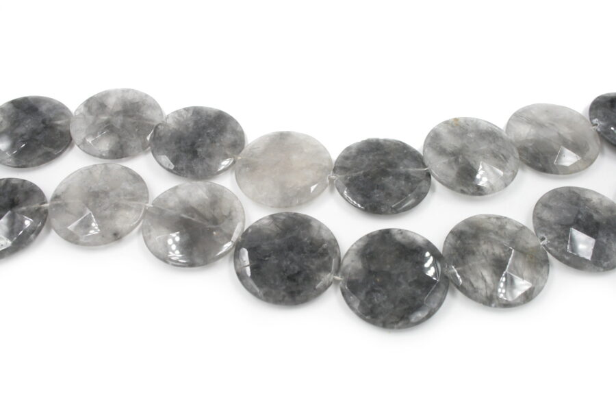 Cloudy quartz fili monete sfaccettate 40mm