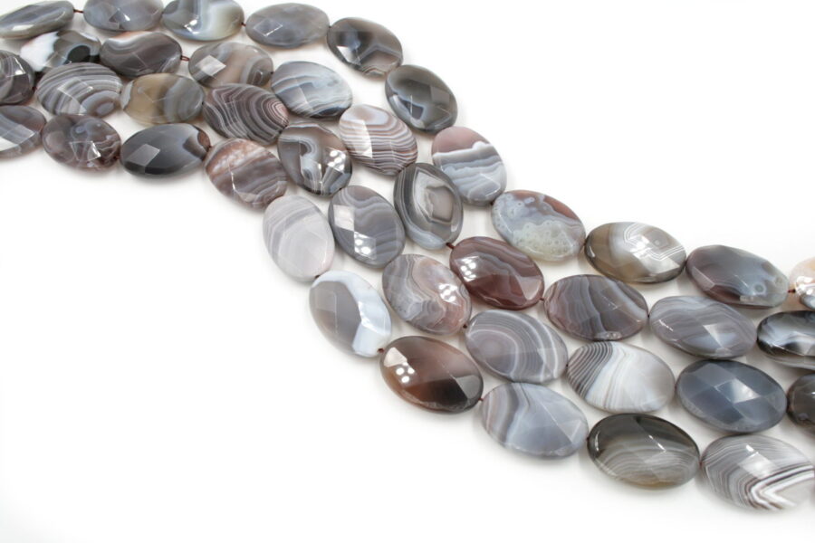 agata botswana fili flat oval sfaccettati 20x15mm
