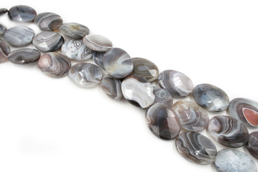 agata botswana fili flat oval sfaccettati 35x25mm
