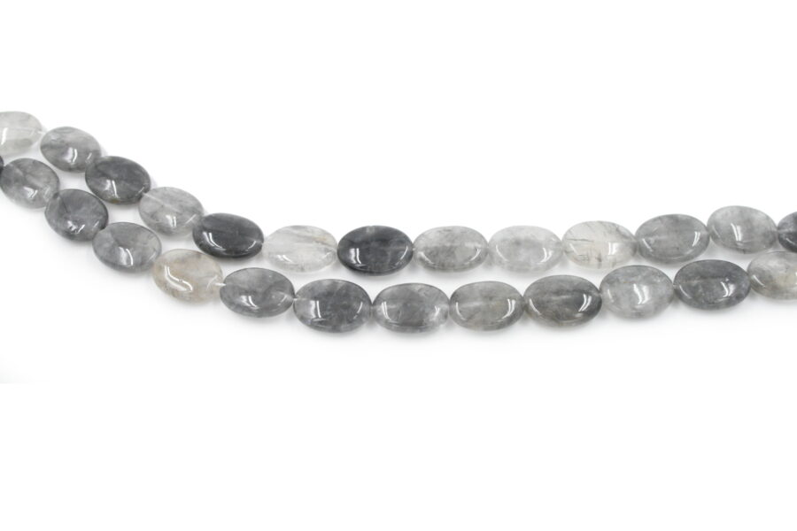 Cloudy quartz fili flat oval 20x15mm