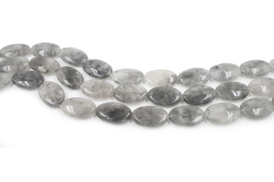 Cloudy quartz fili flat oval 30x20mm