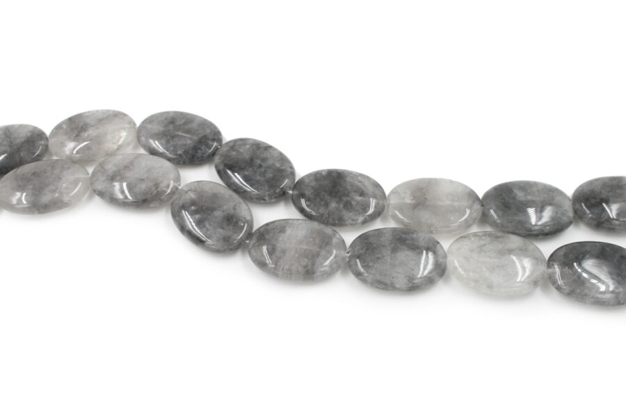 Cloudy quartz fili flat oval 35x25mm