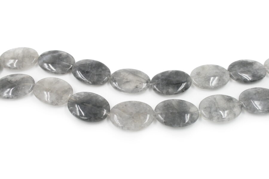 Cloudy quartz fili flat oval 40x30mm