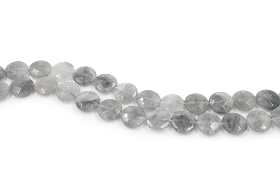 Cloudy quartz fili monete sfaccettate 18mm