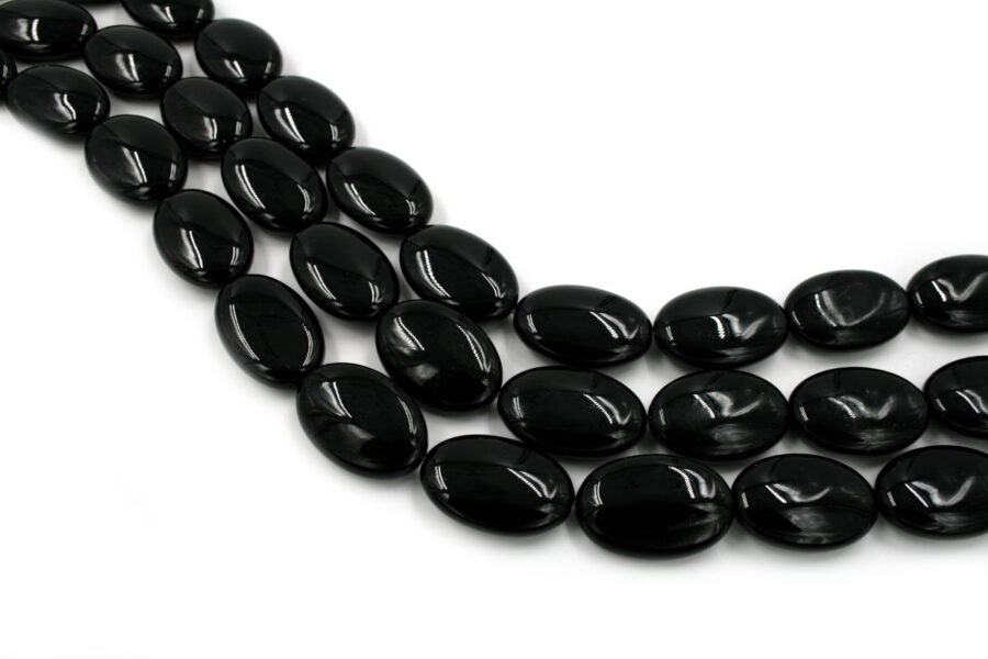Agata nera fili flat oval 30x22mm