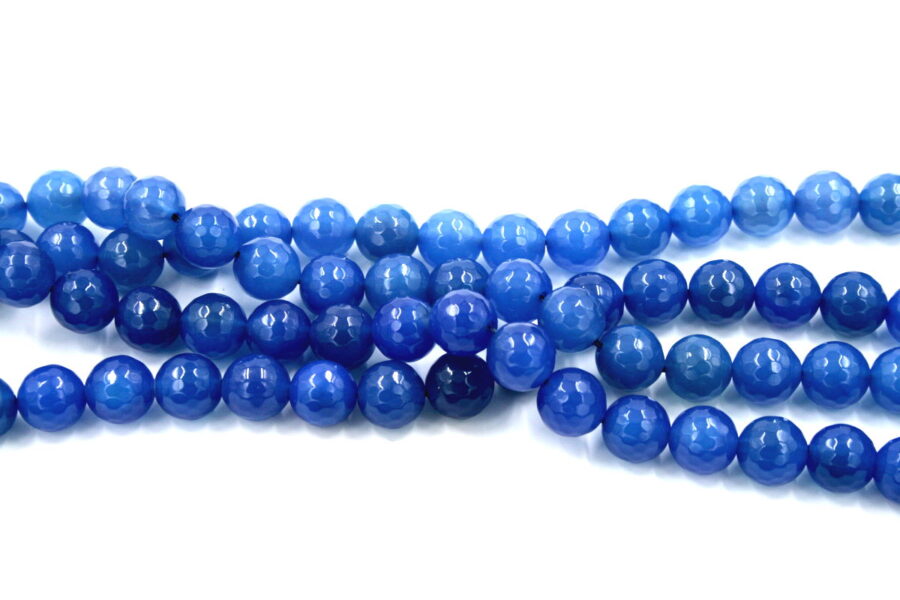 agata blu fili round sfaccettati 14mm