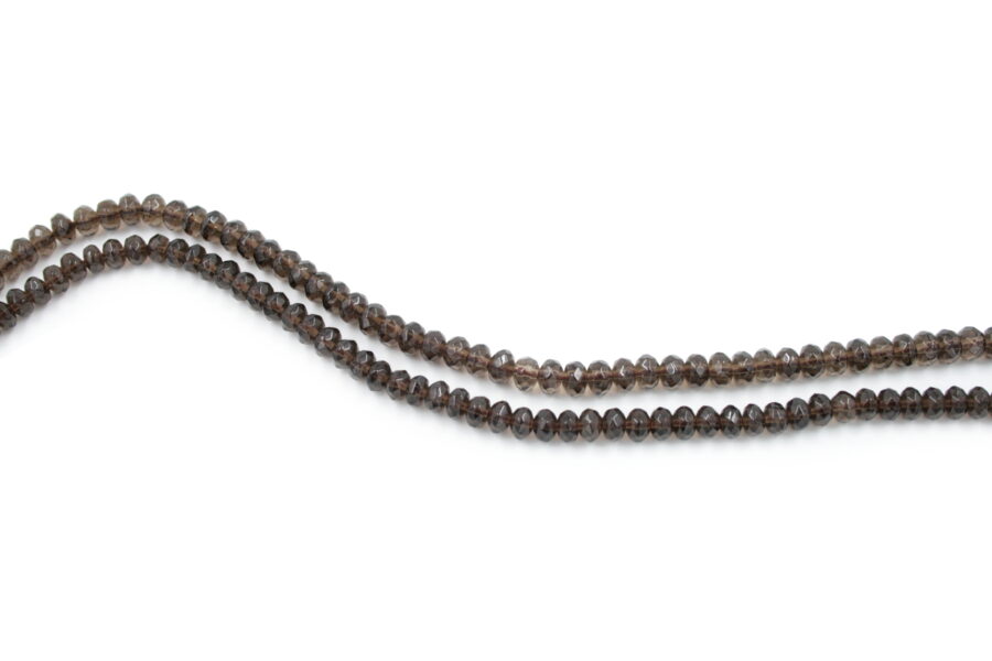Quarzo fumè fili rondelle sfaccettate 6x4mm