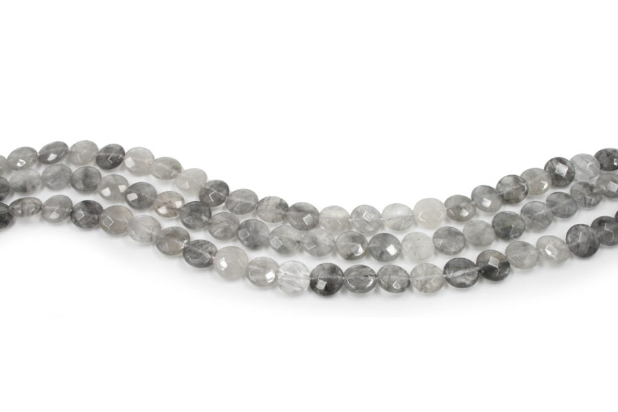 Cloudy quartz fili monete sfaccettate 12mm