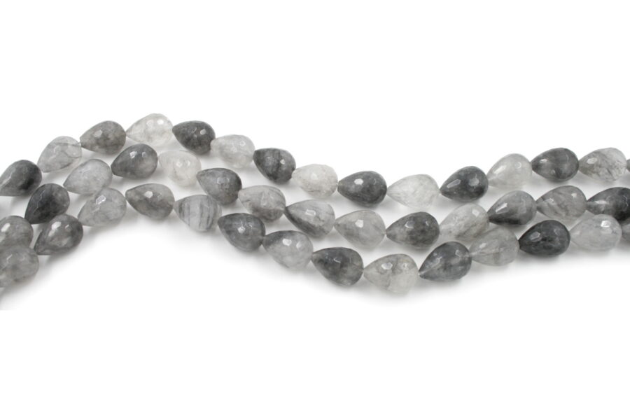 Cloudy quartz fili drop sfaccettati 20x15mm